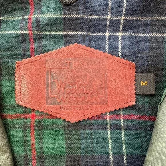 Vintage Woolrich Waxed Cotton Raincoat Jacket Women's M Olive Green Wool Tartan - Picture 4 of 10